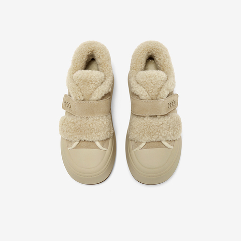 百思图2025冬季新款毛毛鞋棉鞋时尚加绒保暖女休闲鞋E1802DM5