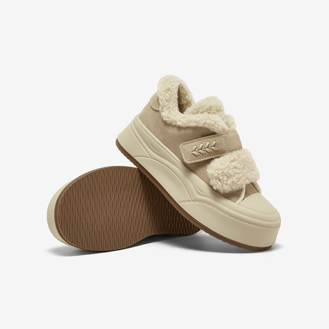 百思图2025冬季新款毛毛鞋棉鞋时尚加绒保暖女休闲鞋E1802DM5