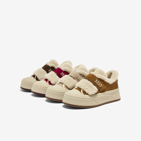 百思图2025冬季新款毛毛鞋棉鞋时尚加绒保暖女休闲鞋E1802DM5