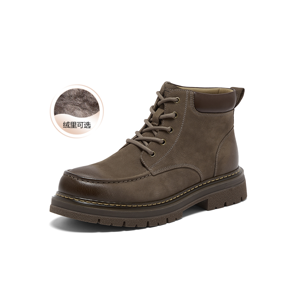 百思图2025冬季新款商场同款马丁靴时髦工装男短靴WF519DD5