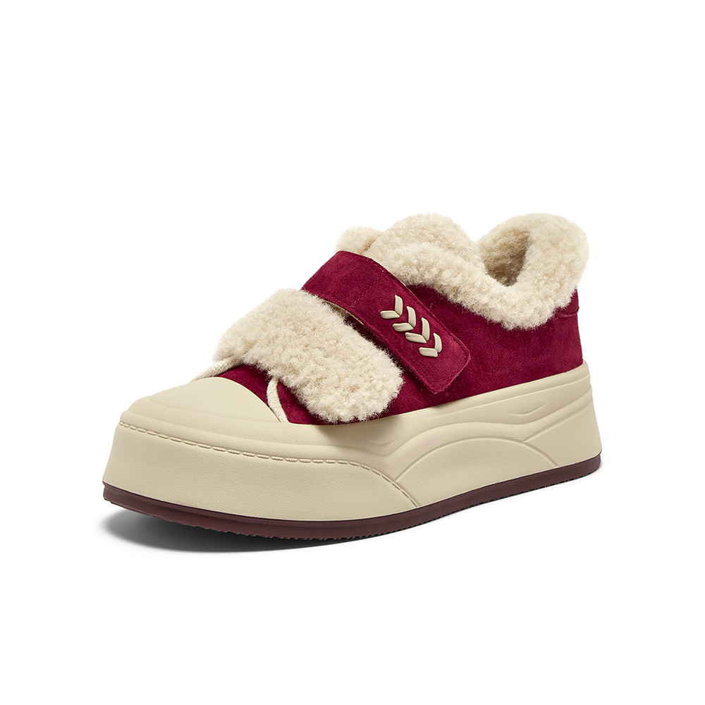 百思图2025冬季新款毛毛鞋棉鞋时尚加绒保暖女休闲鞋E1802DM5