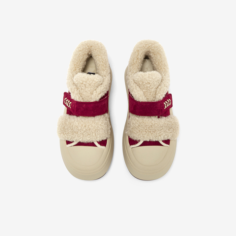 百思图2025冬季新款毛毛鞋棉鞋时尚加绒保暖女休闲鞋E1802DM5