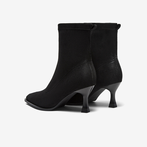 百思图2025冬季新款弹力靴时尚简约通勤细高跟女中靴B7081DZ5