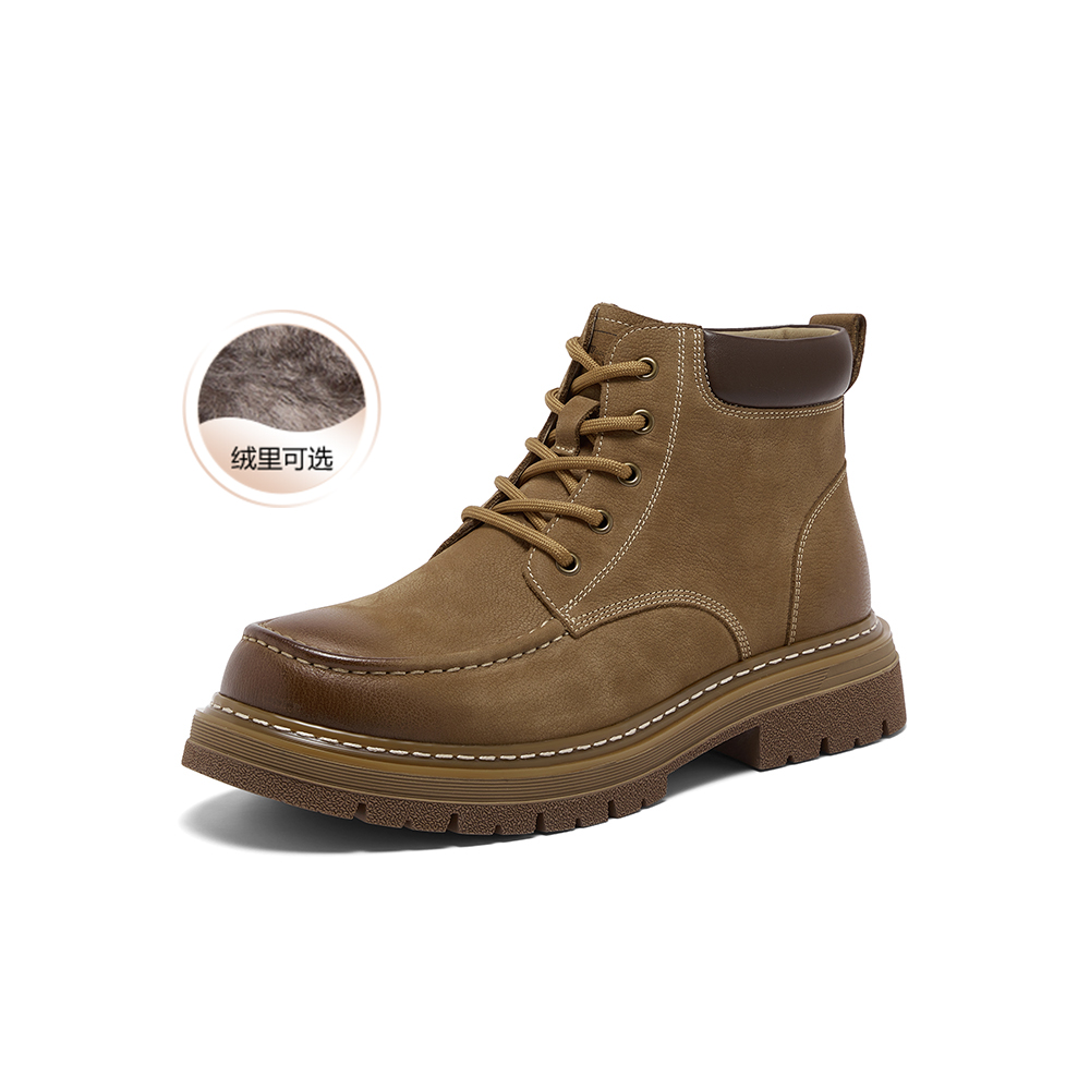 百思图2025冬季新款商场同款马丁靴时髦工装男短靴WF519DD5