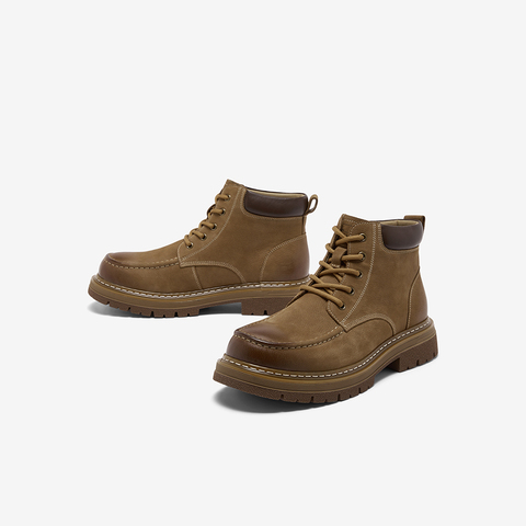 百思图2025冬季新款商场同款马丁靴时髦工装男短靴WF519DD5