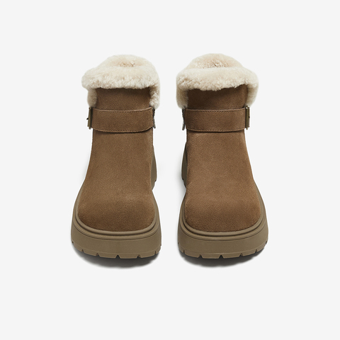 百思图2025冬季新款商场同款雪地靴时尚简约户外女短靴L6828DD5