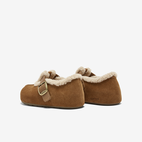 百思图2025冬季新款商场同款勃肯鞋复古加绒休闲女单鞋B9526DM5