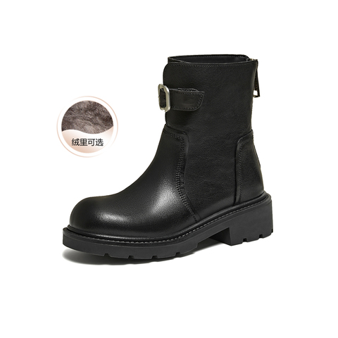 百思图2025冬季新款商场同款休闲靴时尚简约女短靴W8271DD5