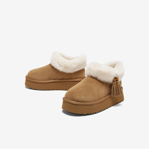 百思图2025冬新款商场同款雪地靴户外休闲加绒保暖女短靴L0282DD5