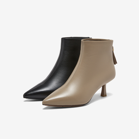 百思图2025冬季新款商场同款时装靴简约通勤细跟女短靴AL2035DD5