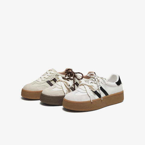 百思图2025秋季新款德训鞋时尚潮流复古运动女休闲鞋D3378CM5