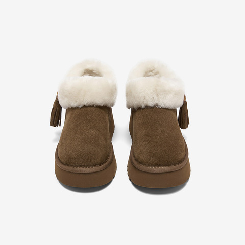 百思图2025冬新款商场同款雪地靴户外休闲加绒保暖女短靴L0282DD5