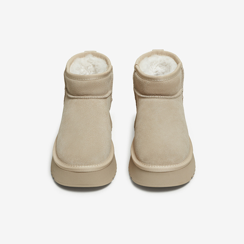 百思图2025冬季新款雪地靴时尚简约户外休闲女短靴DK995DD5