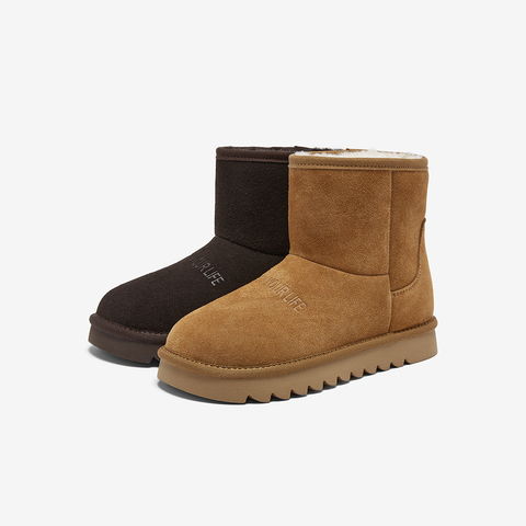 百思图2025冬季新款商场同款雪地靴简约休闲保暖女短靴D6051DD5