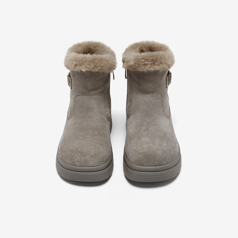 百思图2025冬季新款商场同款雪地靴简约休闲户外女短靴D3970DD5