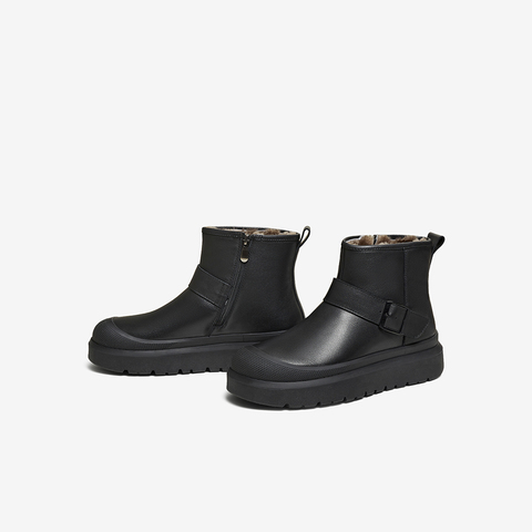 百思图2025冬季新款商场同款雪地靴休闲加绒保暖男短靴FFM10DD5