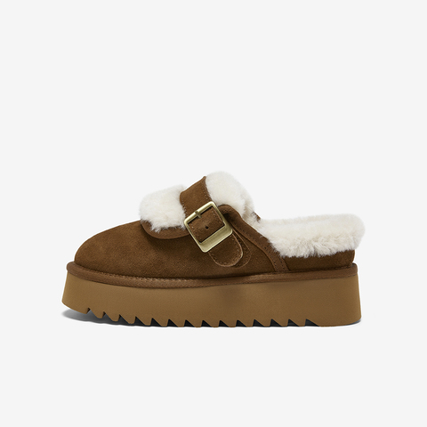 百思图2025冬季新款毛毛鞋时尚简约户外休闲加绒女拖鞋CO810DH5