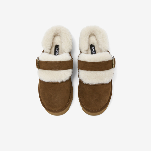 百思图2025冬季新款毛毛鞋时尚简约户外休闲加绒女拖鞋CO810DH5