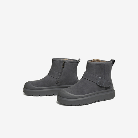 百思图2025冬季新款商场同款雪地靴休闲加绒保暖男短靴FFM10DD5