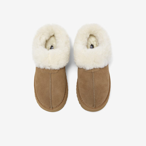 百思图2025冬季新款毛毛鞋时尚简约户外加绒女拖鞋N8138DH5