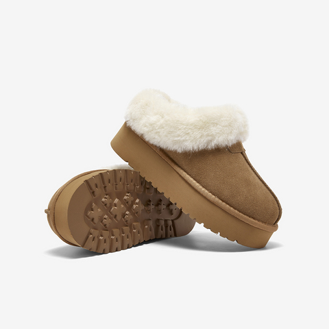 百思图2025冬季新款毛毛鞋时尚简约户外加绒女拖鞋N8138DH5