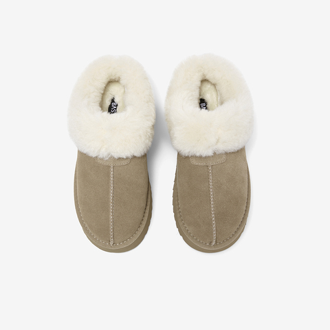 百思图2025冬季新款毛毛鞋时尚简约户外加绒女拖鞋N8138DH5