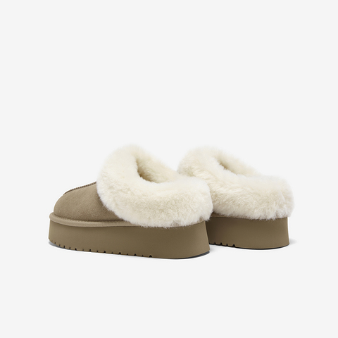 百思图2025冬季新款毛毛鞋时尚简约户外加绒女拖鞋N8138DH5