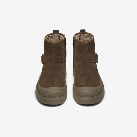 百思图2025冬季新款商场同款雪地靴休闲加绒保暖男短靴FFM10DD5