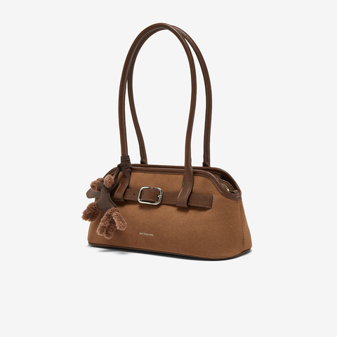 百思图2025冬季新款商场同款波士顿包时尚潮流斜挎包女JA279DX5