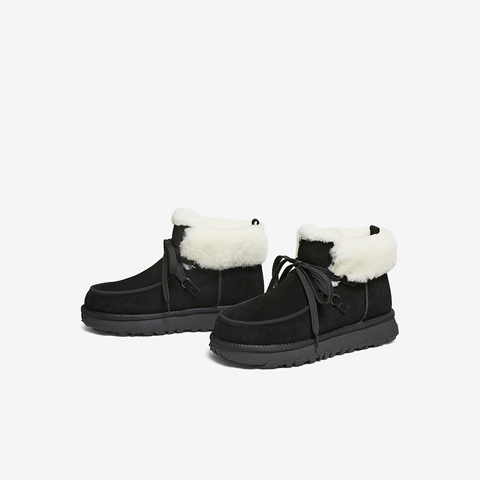 百思图2025冬季新款雪地靴时尚简约户外休闲保暖男短靴25005DD5