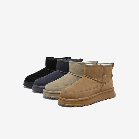 百思图2025冬季新款雪地靴简约户外休闲运动男短靴25003DD5