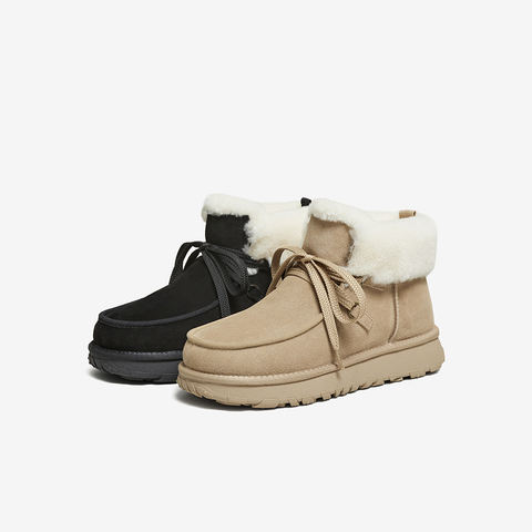 百思图2025冬季新款雪地靴时尚简约户外休闲保暖男短靴25005DD5