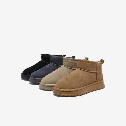 百思图2025冬季新款雪地靴时尚简约户外休闲男短靴25002DD5