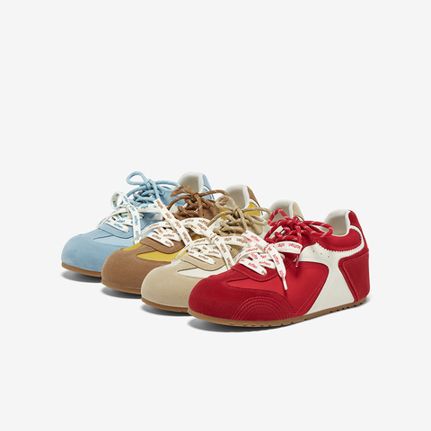 百思图2025秋季新款德训鞋时尚复古户外运动女休闲鞋A6628CM5