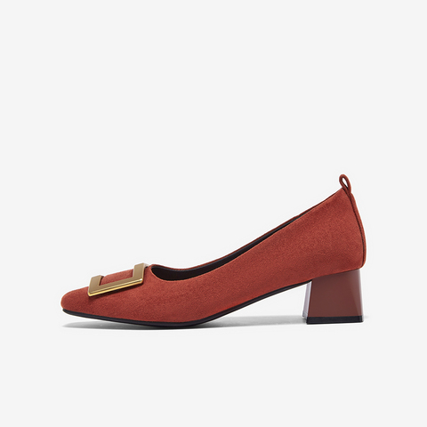 百思图2026春季新款织物女鞋时尚简约通勤粗跟方头女单鞋B5288AQ6