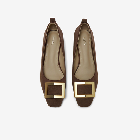 百思图2026春季新款织物女鞋时尚简约通勤粗跟方头女单鞋B5288AQ6