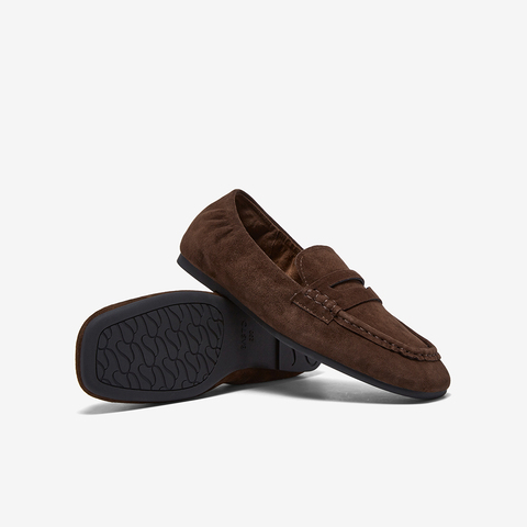 百思图2026春季新款乐福鞋简约复古通勤方头女单鞋UXE01AA6