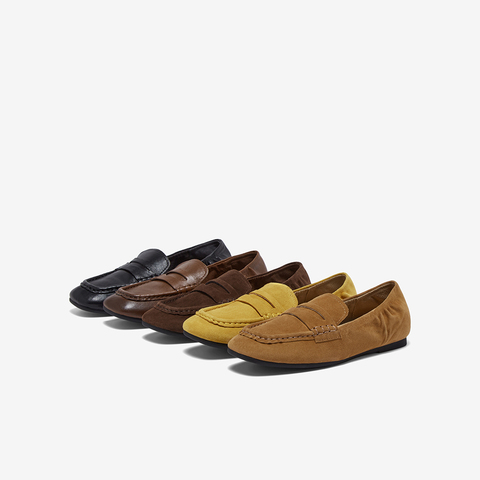 百思图2026春季新款乐福鞋简约复古通勤方头女单鞋UXE01AA6