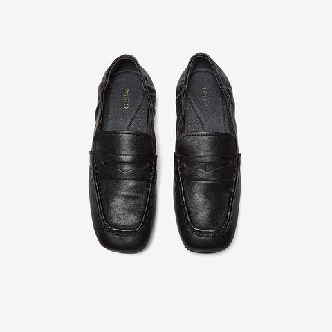 百思图2026春季新款乐福鞋简约复古通勤方头女单鞋UXE01AA6