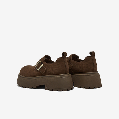 百思图2025春季新款勃肯鞋时尚复古粗跟女单鞋D3727AM6