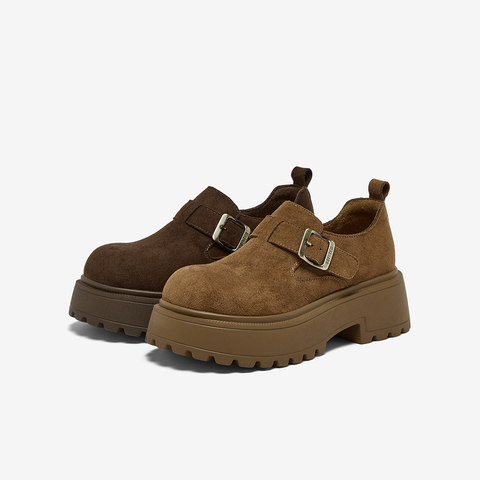 百思图2025春季新款勃肯鞋时尚复古粗跟女单鞋D3727AM6