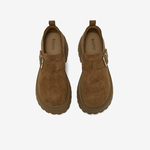 百思图2025春季新款勃肯鞋时尚复古粗跟女单鞋D3727AM6