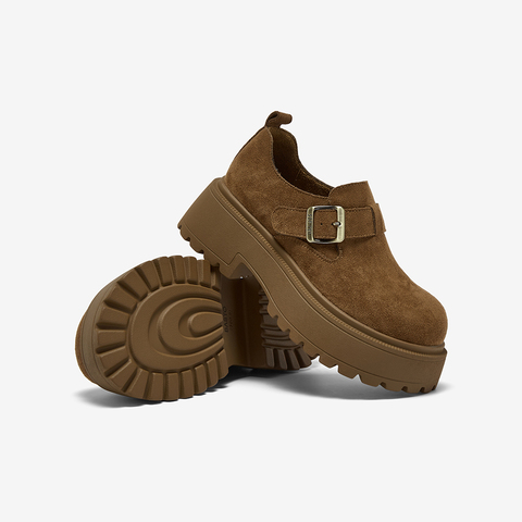 百思图2025春季新款勃肯鞋时尚复古粗跟女单鞋D3727AM6