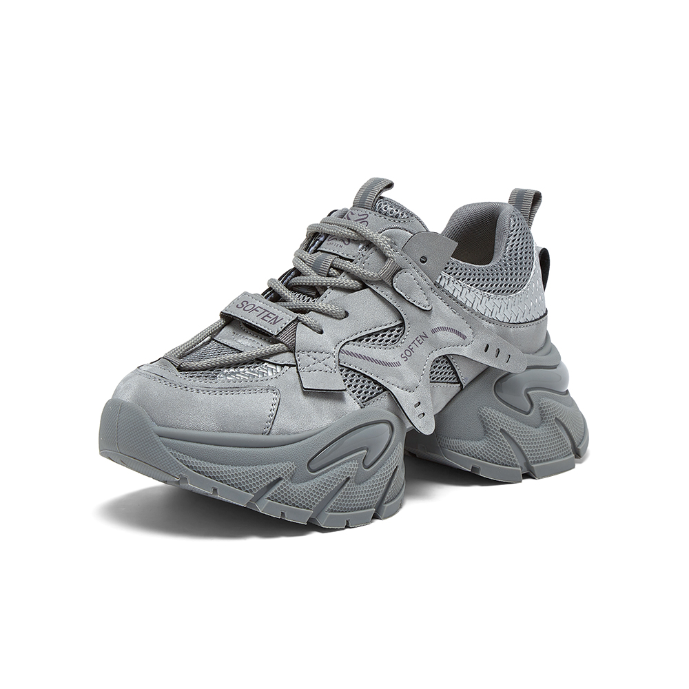 百思图2026春季新款老爹鞋时尚潮流运动厚底增高女休闲鞋G8897AM6