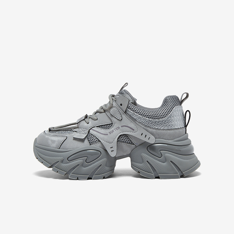 百思图2026春季新款老爹鞋时尚潮流运动厚底增高女休闲鞋G8897AM6