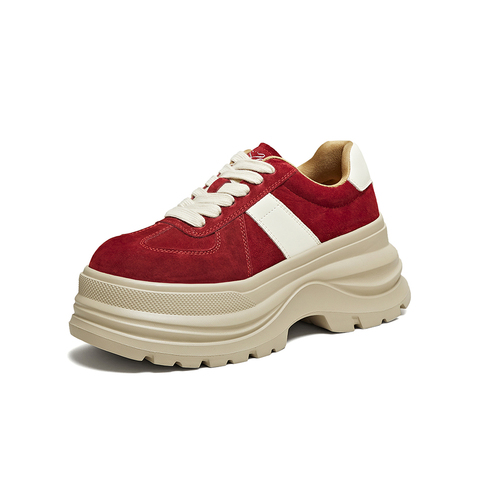 百思图2025春季新款商场同款德训鞋时尚厚底增高女休闲鞋CV259AM6