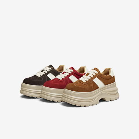 百思图2025春季新款商场同款德训鞋时尚厚底增高女休闲鞋CV259AM6