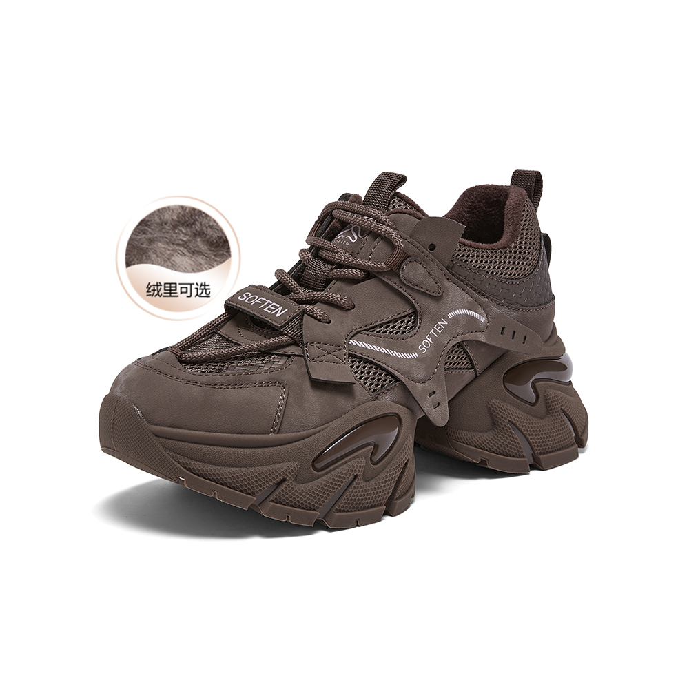 百思图2026春季新款老爹鞋时尚潮流运动厚底增高女休闲鞋G8897AM6