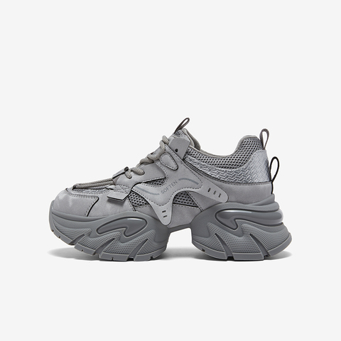 百思图2026春季新款老爹鞋时尚潮流运动厚底增高女休闲鞋G8897AM6