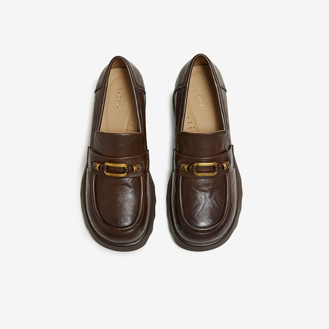 百思图2026春季新款商场同款乐福鞋时尚潮流粗跟女单鞋BV710AA6